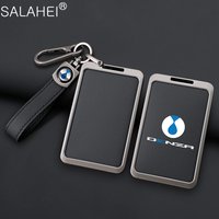 Zinc Alloy Leather Car Smart Card Slice Key Case Shell Holder Protect Fob For Denza D9 N8 N7 Keychain with Logo Auto Accessories