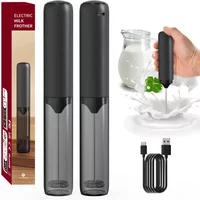 Rechargeable Milk Frother Handheld Coffee Frothers with Stainless Steel Whisk, Milk Foam Maker, Portable Coffee Blender for Milk