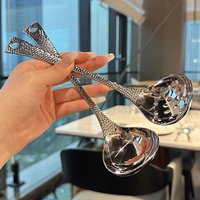 Stainless Steel Long Handle Soup Ladle Funnel Fish Scale Handle Household Hot Pot Spoon Kitchen Accessories Round Head Spoon