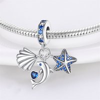Charms Original 925 Sterling Silver Ocean Dolphin Star Pendant Beads Fit Bracelet Diy Fine Gift Women Delicate Jewelry Accessory