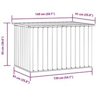 Bac de jardin gris 149x99x93cm, facile à nettoyer, rangement extérieur de qualité supérieure