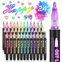36 Color Double Line Outline Art Pen Marker Pen DIY Graffiti Outline Marker Pen Highlighter Scrapbook Diary Poster Card