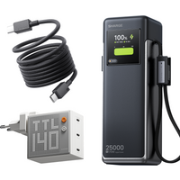 SHARGE HyperTower 170W Combo 25,000mAh Laptop Power Bank 100W USB-C Ports Built-in Retractable Cables