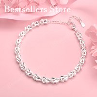 925 sterling silver 8-inch minimalist heart bracelet for women's parties, fashionable weddings, jewelry accessories