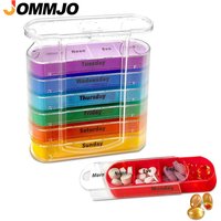 Weekly Pill Organizer 4 Times a Day, 7 Day AM PM Pill Case with Stackable Compartments, Daily Medication Dispenser for Vitamins