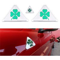 1/3pc Green Four-leaf Clover Logo Decal For Alfa Romeo Giulia Mito Giulietta 156 147 Sportiva Car Side Fender Body Badge Sticker