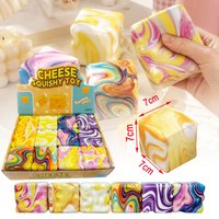 Colorful Cheese Squeezed Squishy Cube Toys,Super Soft Realistic Slow Rebound Fidget Toy, Squeeze Toys for ADHD Autism Focus Hot