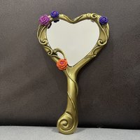 Retro Heart-shaped Bronze Vanity,Handheld Dressing Tray,Diamond Castle Cosmetic Plate,Portable Mini Makeup Accessory