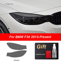 2 Pcs Car Headlight Protective Film Front Light Transparent Smoked Black TPU Sticker For BMW 3 Series GT F34 2013-On Accessories