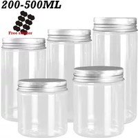 10pcs 200/250/300/400/500ml Clear Plastic Jars Empty Cosmetic Face Cream Sample Pot Container Reusable Storage Jar For Kitchen