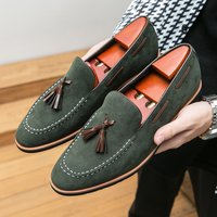 Men's Suede Tassel Loafers Genuine Leather Slip-On Casual Driving Shoes Comfortable Formal Business Dress Shoes for Men 2026