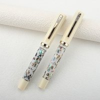 Luxury Jinhao 58 Fountain Pen Natural Colorful Abalone Shell Inlay Cream White Acrylic Pen Elegant Office Writing Gift Pen