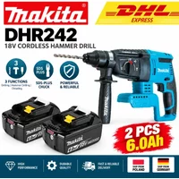 Makita DHR242 Perceuse marteau rotative SDS Plus 18V LXT, sans balais, sans fil, capacité béton 24mm, 4700 IPM 2.0J, outil électrique professionnel 3 modes, compatible BL1860B BL1850B BL1815, stock