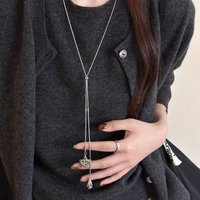 2026 Vintage Natural Spotted Tiger Eye Stone Star Moon Water Drop Pendant Adjustable Long Chain Necklace For Women Accessories