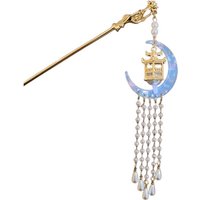 Glowing Lantern Moon Hairpin for Women Creative Tassel Imitation Pearl Hair Stick Vintage Chinese Style Metal Hair Accessory W