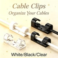 20pcs Self Stick Wire Cable Cord Clips Clamp Table Wall Tidy Organizer Holder Fixer Holder for Computer USB Charging Data Cable