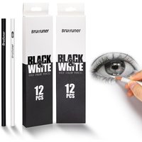 2/12Pcs Black White Color Pencils - Permanent Color Drawing Pencil Oil-based Wooden Colored Pencils for Artist and Beginner Art