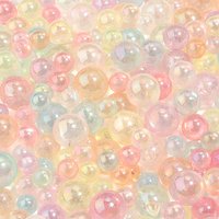 100-200pcs 6/8/10mm No Hole Imitation Pearl Beads Plated Color Loose Spaced Acrylic Round Beads For DIY Bracelet Jewelry Decor