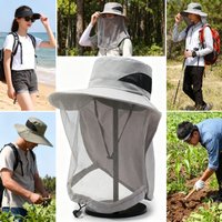 Mosquito Net Sun Hat Anti-UV Sports Hat Fishing Insect Protective Cap Breathable Full-Mesh Head Net Hat Camping Hiking Hat Adjus
