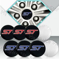 4Pcs 56mm Car Styling ST Logo Emblem Wheel Center Hub Cap Rim Hub Dustproof Cover Sticker For Ford ST Fiesta Mustang Shelby GT