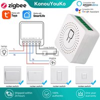 Tuya Zigbee Mini Smart Switch Module 16A 2Way Control Smart Life Voice Control Works with Alexa Alice Google HomeKit eWelink APP