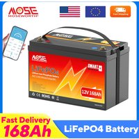 12V 168Ah Bluetooth LiFePO4 Batterie wiederaufladbare Deep Cycle Batterien 100A Smart BMS für RV Solar Boot Marine Trolling Motor