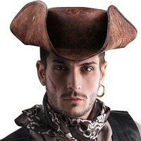 Faux Leather Pirate Hat - Brown Imitation of Old Colonial Style Tricorn , For Holiday Party Cosplay Halloween