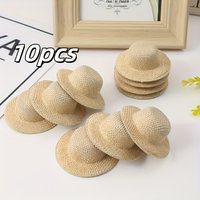 10pcs Mini Beige Cloth Hat, Suitable for Theater, Wedding, Party Decoration - Seasonal Hat Props, Handmade Accessories