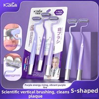 Kasili 3pcs S Shaped Toothbrush with Soft Bristles Baker's Curved Head Vertical Brushing High End Tooth Care Deep Cleaning Gum