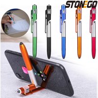 STONEGO Multifunction 4-in-1 Foldable Ballpoint Pen Stylus (Flashlight + Support) for Tablet Cellphone