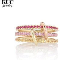 925 Silver Rings for Women with Original Certificate High Quality Luxury Jewelry Zircon Triple Layer Ring Girl Gift KUC Jewellry