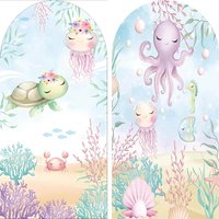 Mehofond Mermaid Princess Arch Backdrop Cover Under The Water Girls Newborn Birthday Party Baby Shower Turtle Shell Background