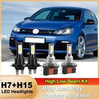 H15 High Beam LED Headlight Replace Kit H7 Low Beam 6000K White DRL Plug And Play Canbus CSP Chip For Ford VW Mercedes