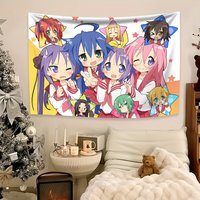VIKAMA Lucky Star Anime Tapestry Japanese Style Kawaii Girl Wall Hanging for Bedroom Dorm Gaming Room Home Decor