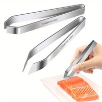 Stainless Steel Fish Bone Tweezers, for Seafood Processing, Garlic Peeler, Hair Removal Clip, Flat Angled Tip Pliers, Kitchen T