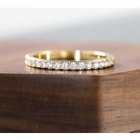 Half Eternity Moissanite Wedding Band 925 Sterling Silver Straight Rings for Women 1.3mm 1.6mm 1.8mm 2.0mm Matching Ring