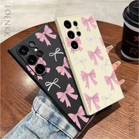 Black Pink Bowknot Silicone Case For Samsung Galaxy S25 S24 S23 S22 S21 A25 A32 A33 A72 A73 Note 10 20 Ultra Plus FE 5G Cover