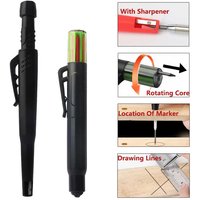 Automatic Pencil Markerwith Holder with Sharpener Metal Solid Deep Hole Mechanical Stand with 6pcs leads refill Woodworking
