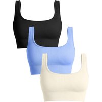 Women'S Ribbed Seamless Sports Bralettes, High Stretch Knit Fabric, Solid Color, with Removable Pads for All Seasons