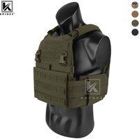 KRYDEX Tactical Modular Men's Vest MOLLE Heavy Duty SCARAB Plate Carrier Vest With Side Pouch For Airsoft Paintball Hunting
