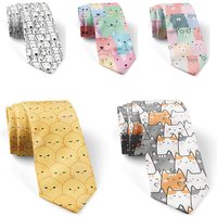 3D Printing Cartoon Animal Print Tie Men's Casual 8CM Slim Business Tie Brand New Polyester Festive Party Dating Shirt with Tie
