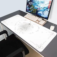 HYBXAXC White Desk Mat Cute Coquette Mousepad Desk Mat For Gaming Setup Kawaii Bunny DeskMat Angelcore Desk Mat Cozy Gamers