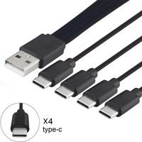 Short Cord 5V USB A C to Type C Multiple Charging Cable 4 in 1 Micro USB Splitter Adapter Cable 4 Port USB C PD Splitter Cable