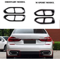 2Pcs Glossy Black Steel Car Exhaust Muffler Pipe Tip Cover Trim For BMW 7 Series G11 G12 730 740 750li 2016-2018 Accessories