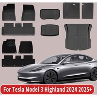 TPE floor mats for 2024-2025 and 2026 Tesla Model 3 Highland models | 11-piece set of ultra-thick TPE all-weather floor mats