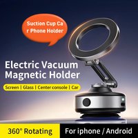 TenYua Electric Vacuum Suction Cup Car Phone Holder 360° Rotation Strong Magnetic Foldable Stand for iphone 12-16 Pro Xiaomi