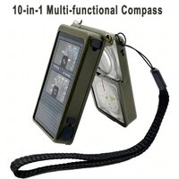 10-in-1 Survival Compass with Thermometer and Hygrometer, Multifunctional Military Compass for Outdoor Camping Hiking Hunting
