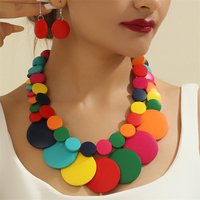 Vintage Two Layer Wood Necklace African Wedding Party Dress Wooden Beads Necklace Earring Jewelry Sets For Women Party Gifts