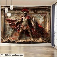 3D Spartan Warrior Tapestry - Greek Mythology Soldier Wall Art, Vintage Battle Decor, Home Gym Man Cave, Multiple Sizes