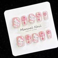 Cute Three-dimensional Powder Blusher Kitty Cat Wearable Nail Art Short Nail Heart-shaped Detachable Nail Art Stickers